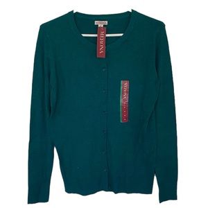 NWT Merona Green Long Sleeve Crewneck Cardigan Size Medium